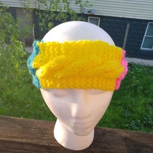 Pansexual Pride hand knitted cabled headband